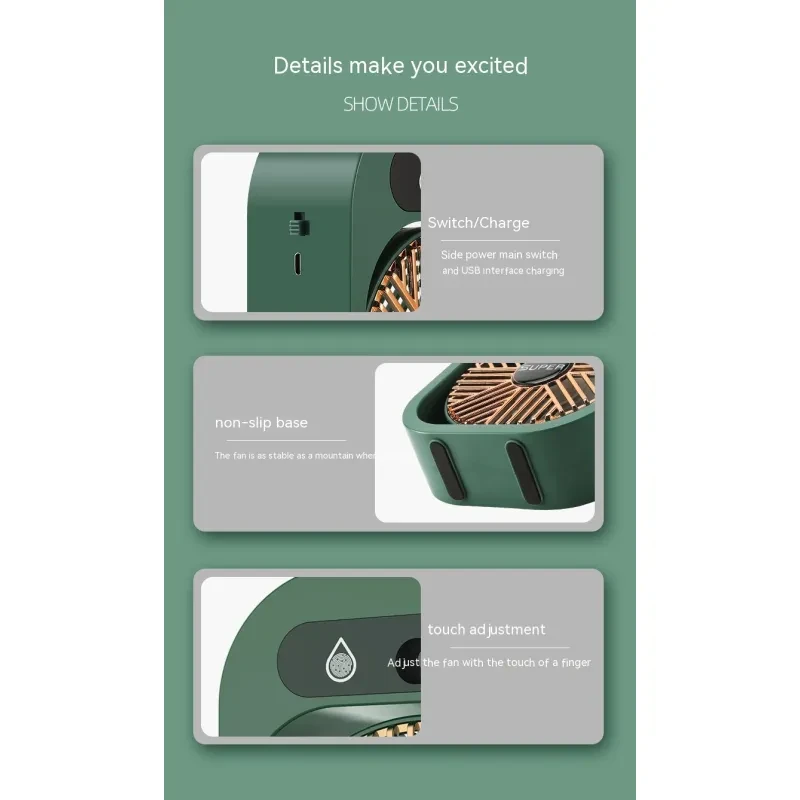 Air Conditioning Fan Desk Misting Fan Air Cooler Cooling USB Rechargeable Humidifier Portable Spray Fan With 3 Wind Speeds