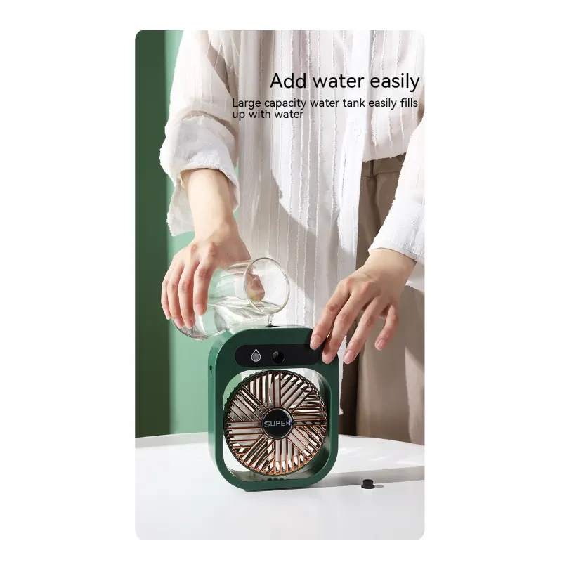 Air Conditioning Fan Desk Misting Fan Air Cooler Cooling USB Rechargeable Humidifier Portable Spray Fan With 3 Wind Speeds