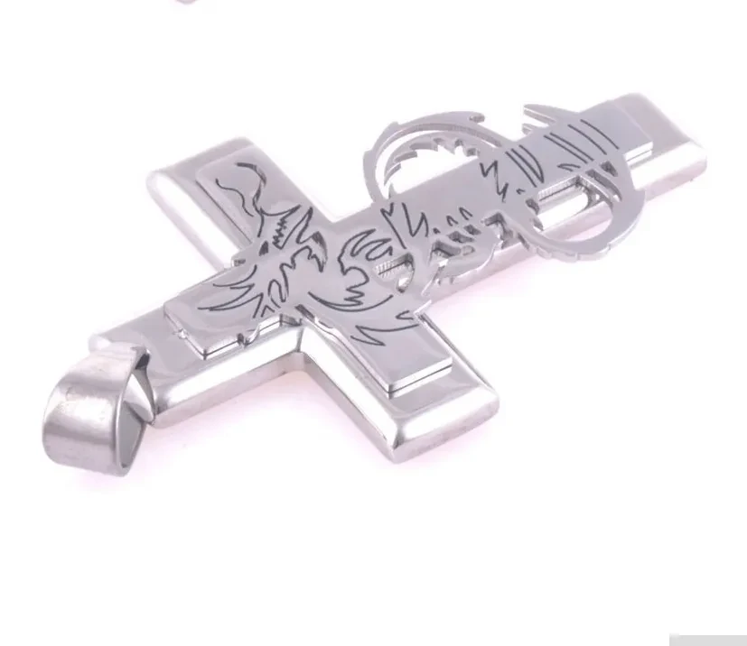 Carved Dragon Pendant Trendy Men's Pendant Stainless Steel Necklace