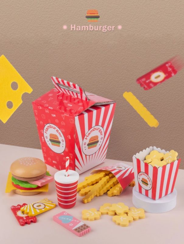 Wooden Pretend Playing Toy Hamburger