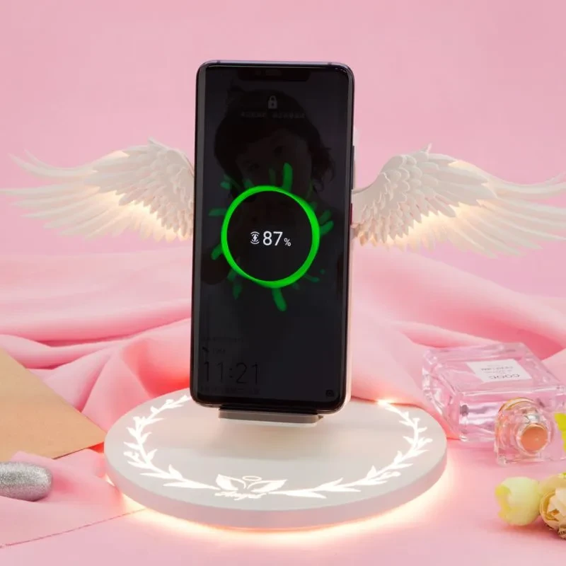 Universal Colorful LED Angel Wings Qi Wireless Charger Charge Dock For Mobile Phone Fast Charger