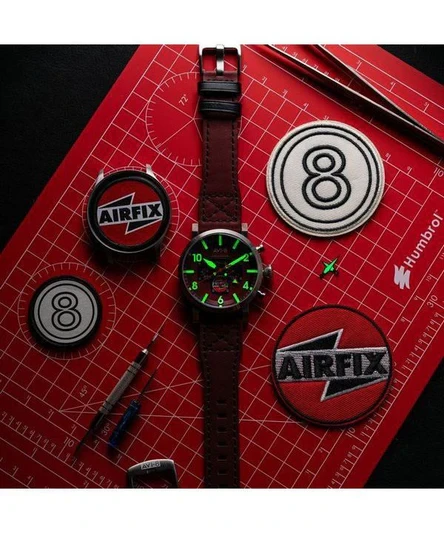 AVI-8 Dambuster Gibson Dual Time Chronograph Airfix Edition Hazard Red Dial Quartz AV-4107-04 Men's Watch