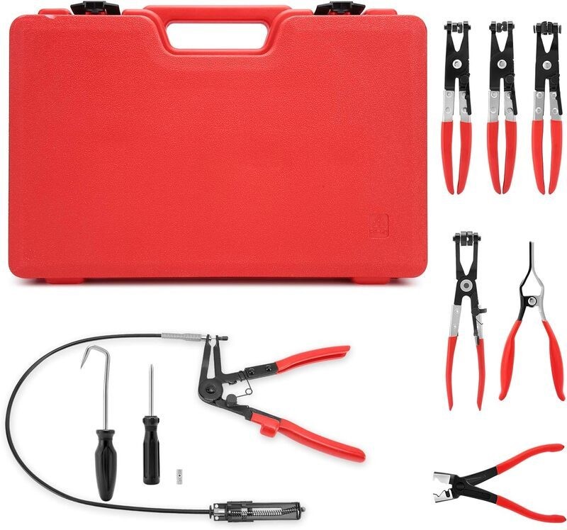 9pcs Flexible Hose Clamp Clip Pliers Set Swivel Jaw Flat Angled Band