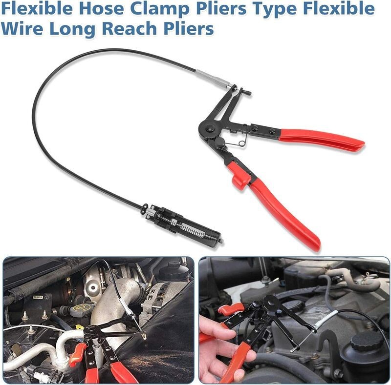 9pcs Flexible Hose Clamp Clip Pliers Set Swivel Jaw Flat Angled Band