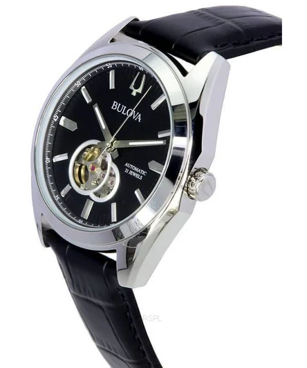 Bulova Surveyor Black Open Heart Dial Automatic 96A273 Men's Watch
