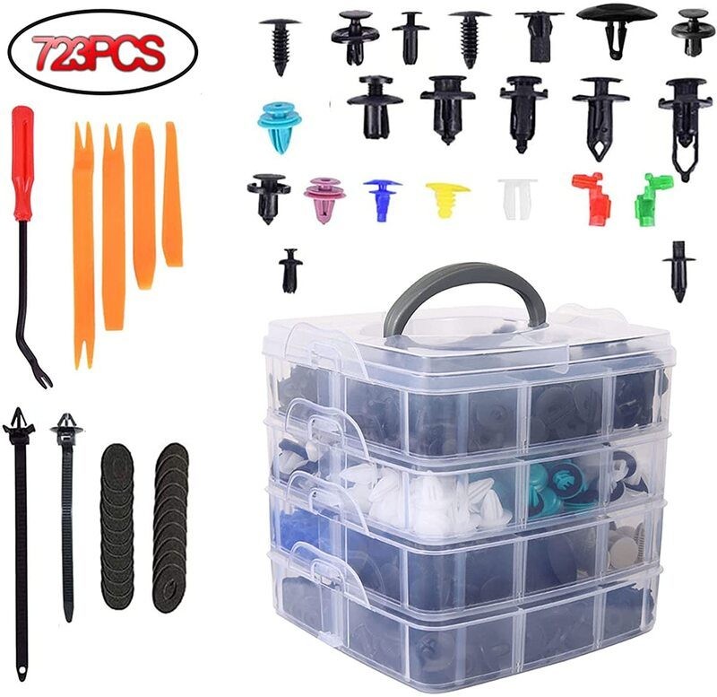 723pcs Car Push Retainer Clips Bumper Rivets Dash Removal Tools Kit