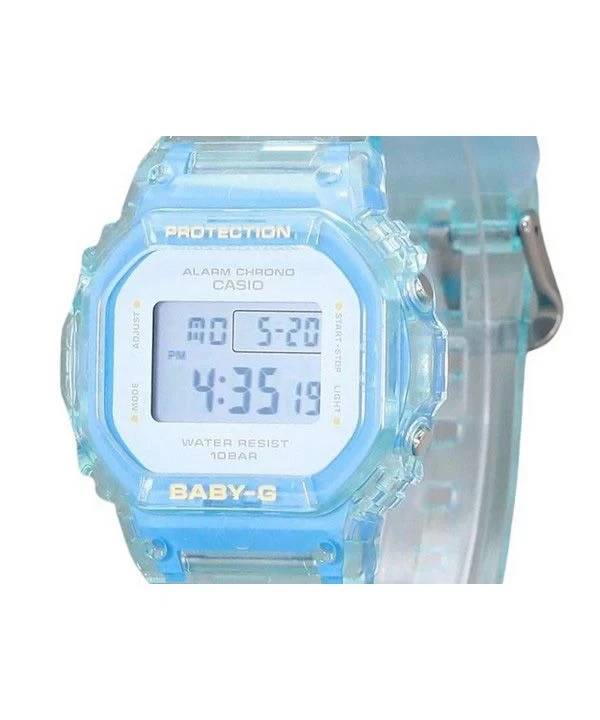 Casio Baby-G Digital Summer Jelly Transparent Light Blue Resin Strap Quartz BGD-565SJ-2 100M Women's Watch