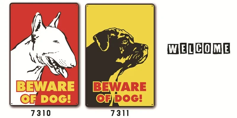 New Beware of Dogs Retro Flat Metal Painting Caution Dogs Yard Garden Sign Warning Sign