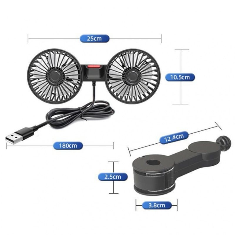Car Mounted USB Dual Head Large Wind Power Fan