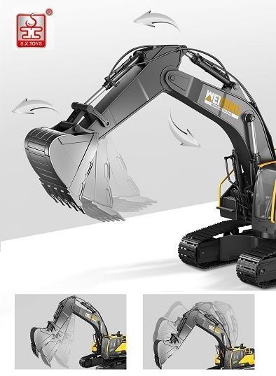 RC excavator Digger, 2.4G, 18CH, Alloy bucket, Smoke simulation