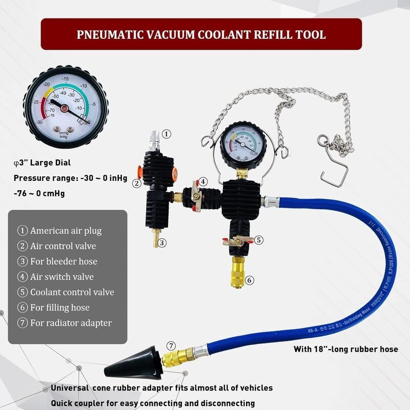 Car Truck Radiator Pressure Tester 34pcs Coolant Vacuum Refill Kit