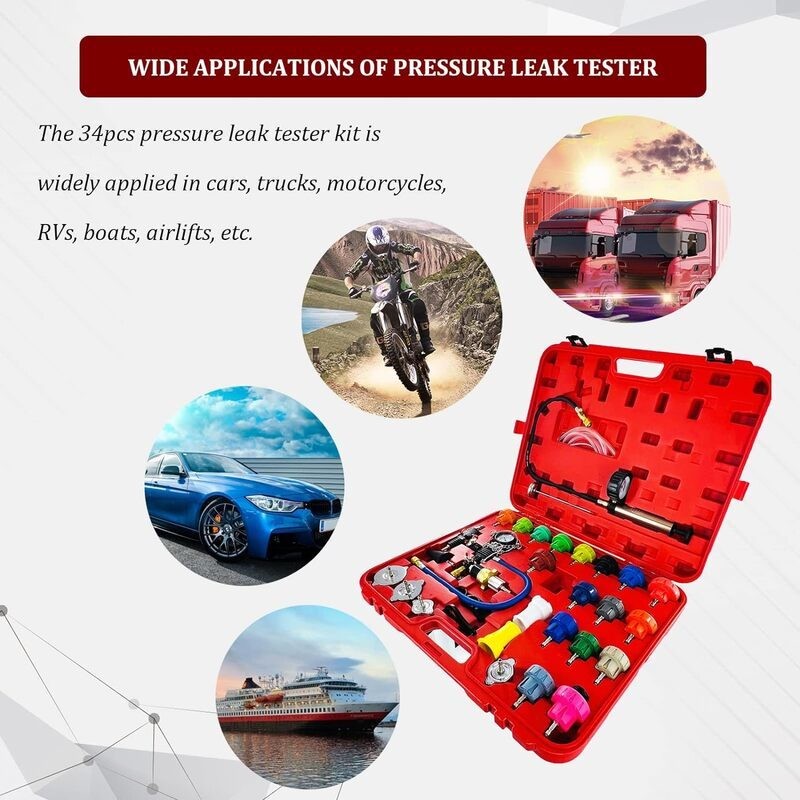 Car Truck Radiator Pressure Tester 34pcs Coolant Vacuum Refill Kit