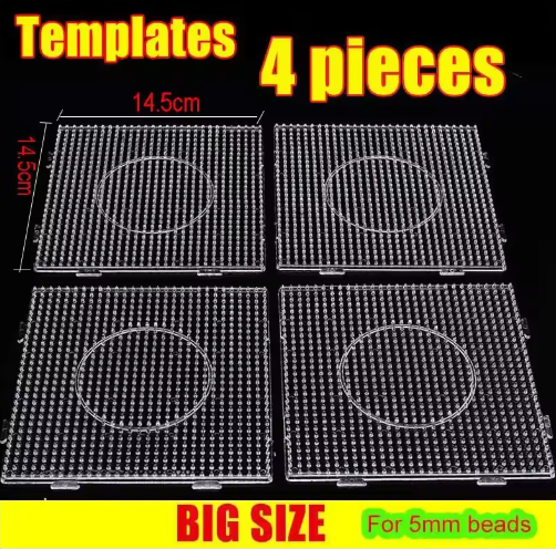 4PCs 5mm Hama Beads Pegboard Transparent Template Board Pixel Art Puzzle Square Tool DIY Figure Material Board Perler Beads