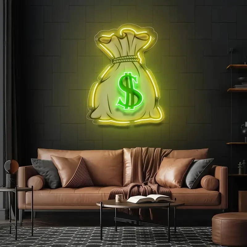 Wall Decor For Money Bag Neon Sign Light