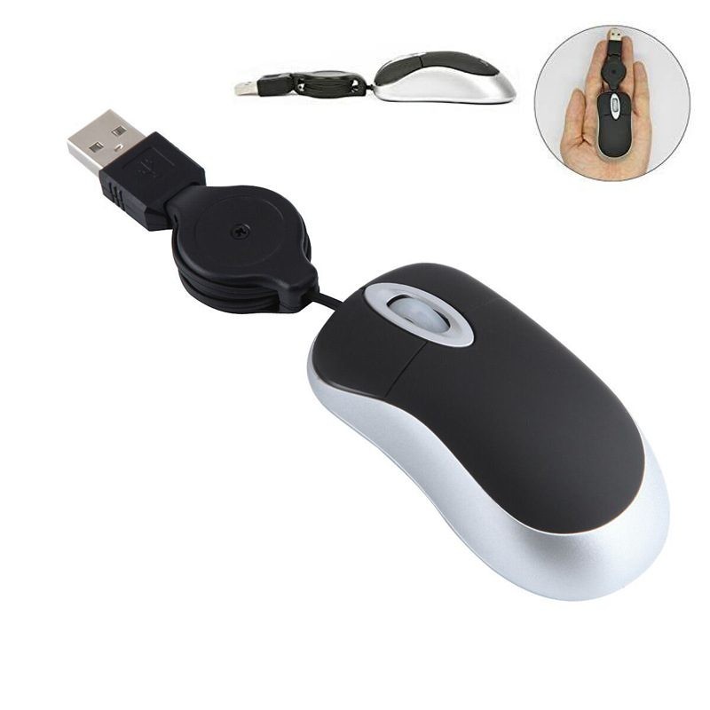 Computer Mouse Mini Retractable Cable Gaming Laptop Kids Mouse