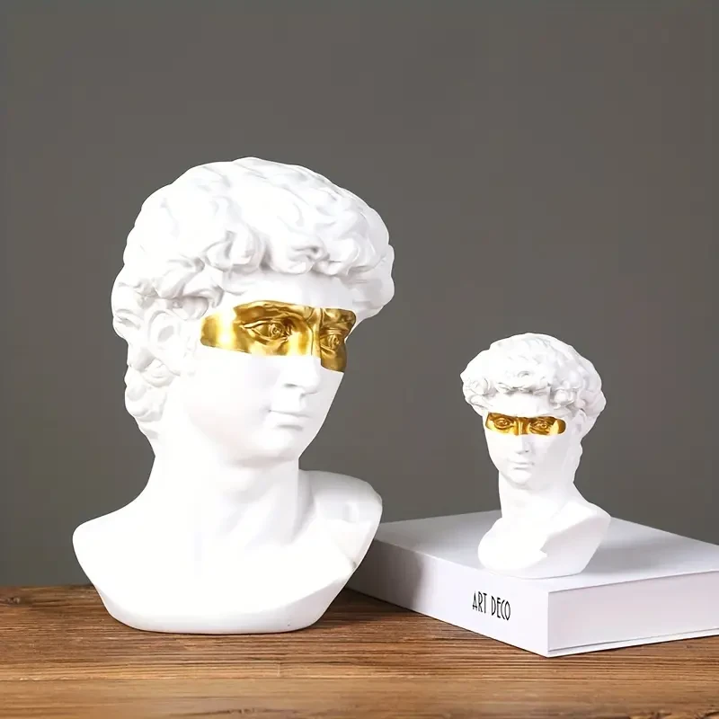 Nordic Style David Sculptures With Golden Accents