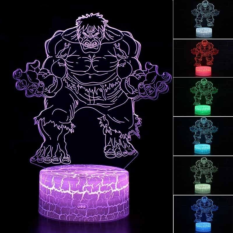 Hulk 3D Night LED Light, Power By USB, 7 Changeable colors