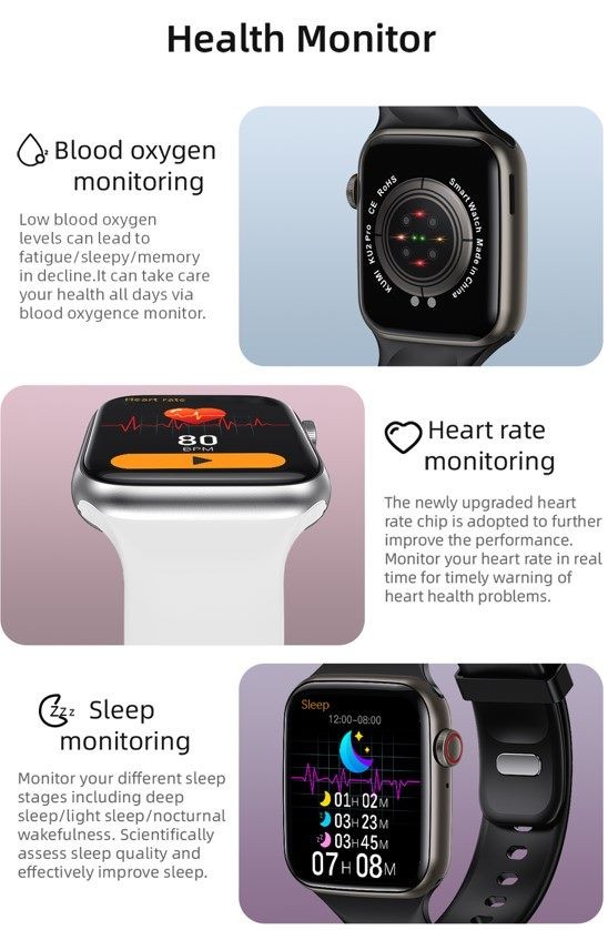 Smart Watch, KUMI KU2 PRO, Black, 1 Year Warranty