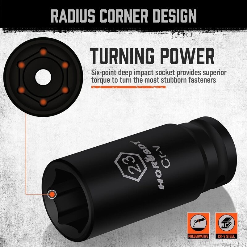 HORUSDY Deep Socket Set 1/2" Drive Extension Bars Adapter