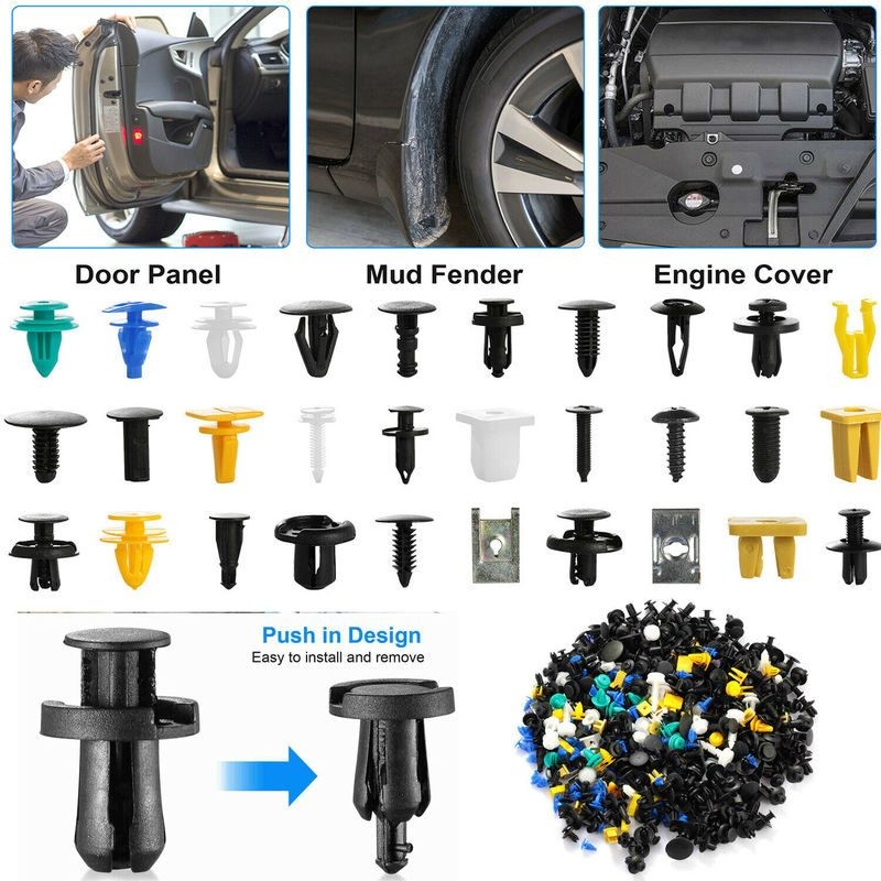 500pcs Car Fastener Clip Bumper Fender Trim Plastic Rivet Auto Clips