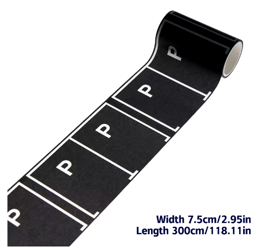 1Roll 5M 1:12 Dollhouse Road Traffic Railway Track Scene Tape Sticker Miniature Parking Scene Curve Sticker Model Decor Toys