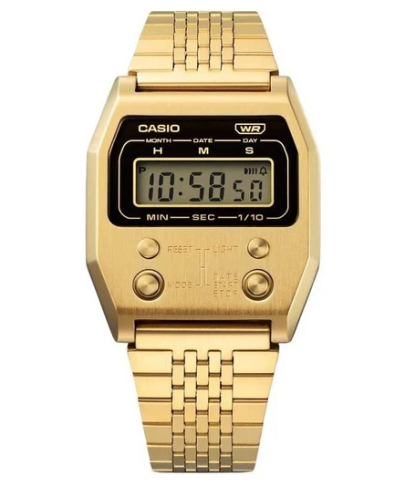 Casio Vintage Digital Gold Ion Plated Stainless Steel Quartz A1100G-5 Unisex Watch