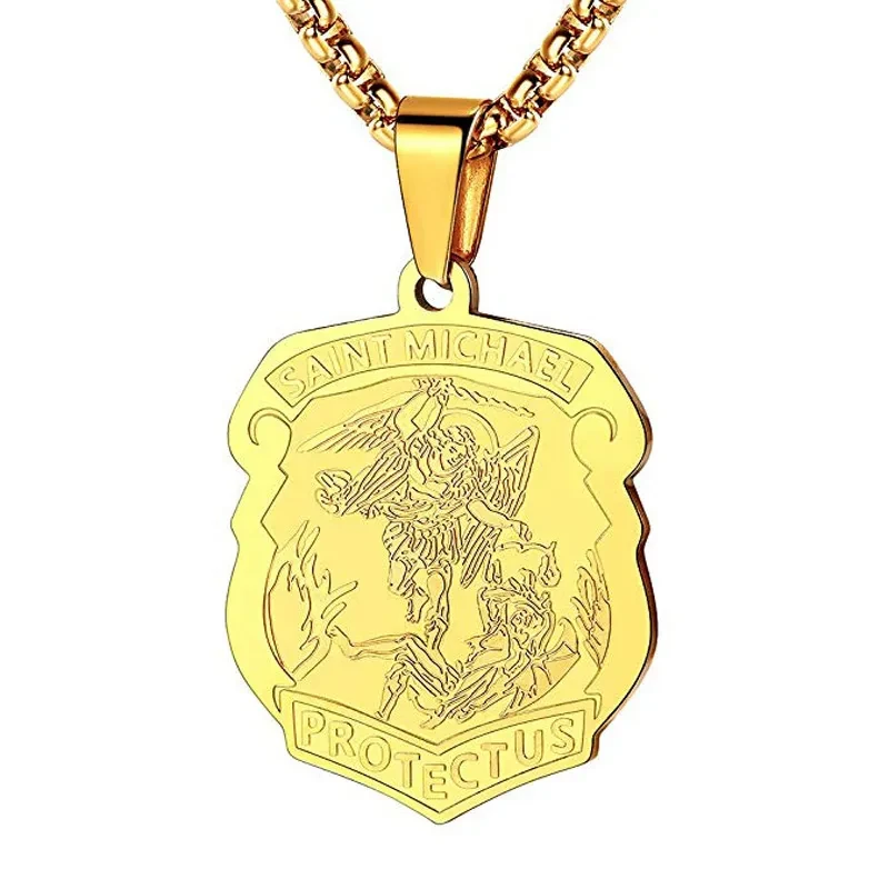 Archangel Saint Michael's Shield Church Pendant Necklace