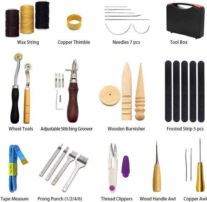 59pcs Leather Repair Stitching Carving Sewing Working Craft Tools Kit
