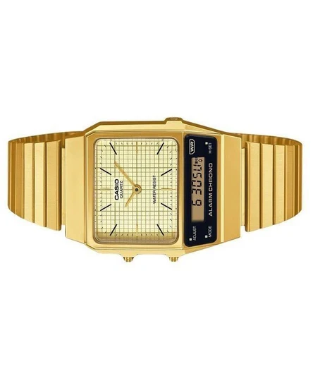 Casio Vintage Analog Digital Gold Ion Plated Stainless Steel Beige Dial Quartz AQ-800EG-9A Unisex Watch