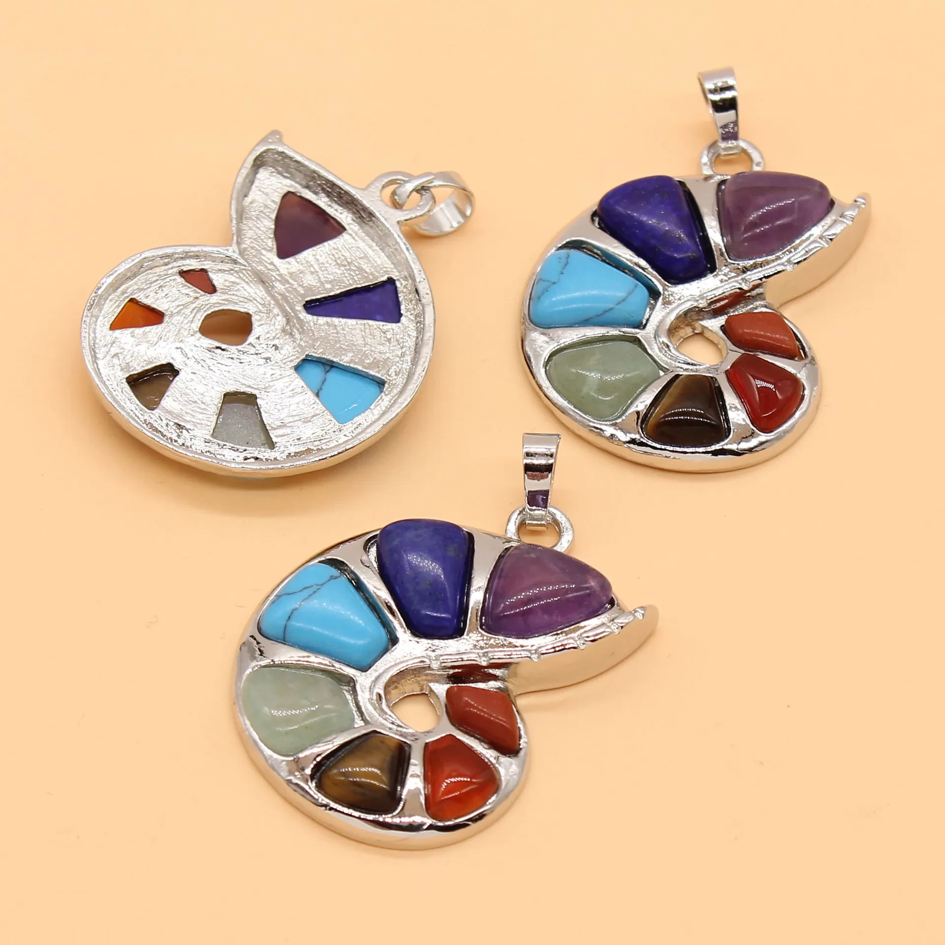 Natural crystal spiral pendant