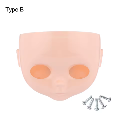 Fashion Doll Faceplate for 1/6 Blyth Dolls Plastic Doll Face with Screw DIY No Makeup Doll Head Handmade Dolls Accessories