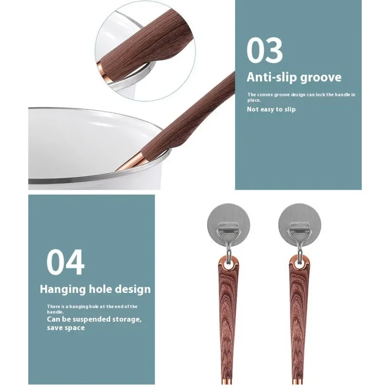 Silicone Kitchenware Set 11-piece Gold-plated Wood Grain Handle Non-stick Pan