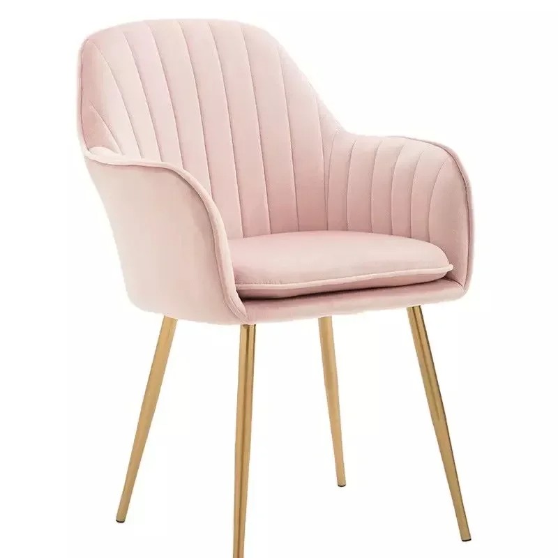 Hot Sale Modern Colorful Pink Armrest Dining Chairs