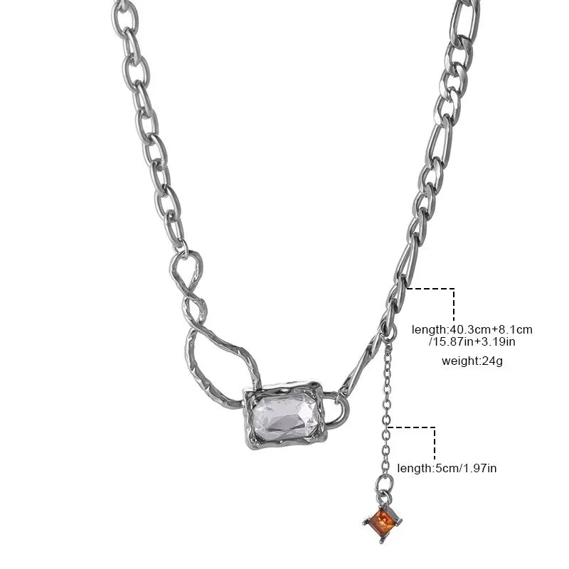 Chic Zirconia Gemstone Statement Necklace - Elegant Cubic Zirconia Pendant with Dangle Charm
