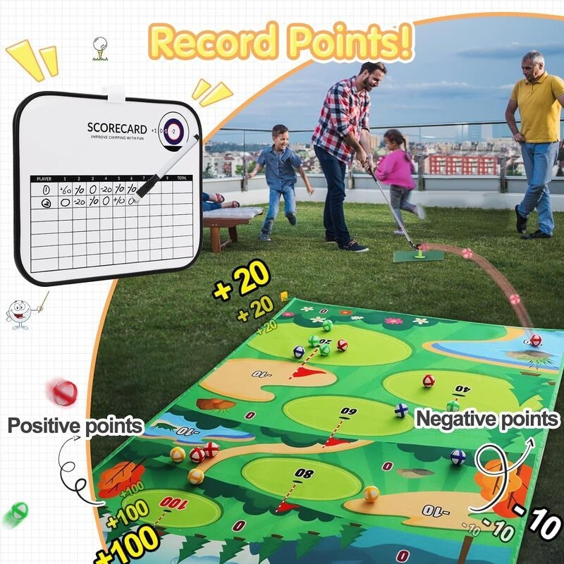 Mini Golf Game Set Golf Putting Chipping Hitting Mats 2