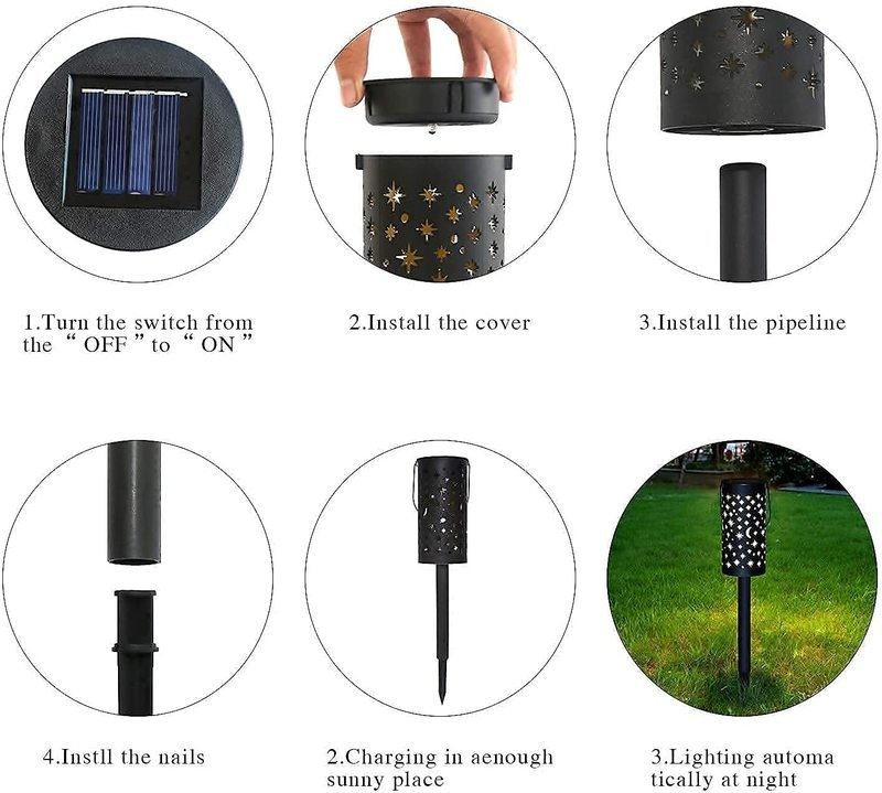 6 x Solar Lights Outdoor Garden Torch Lamps
