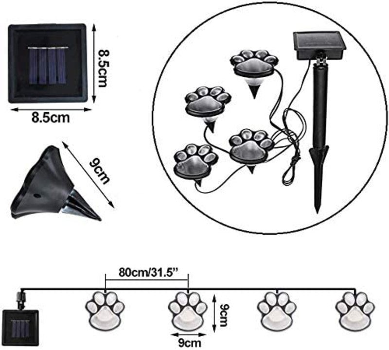 Solar Outdoor Paw Print Garden Lights
