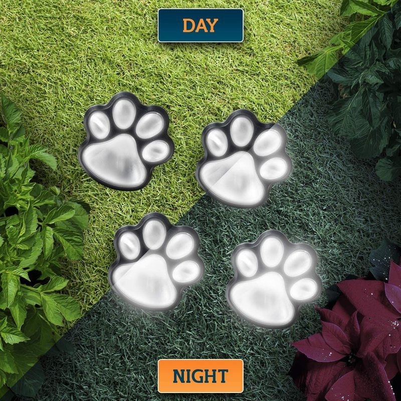 Solar Outdoor Paw Print Garden Lights