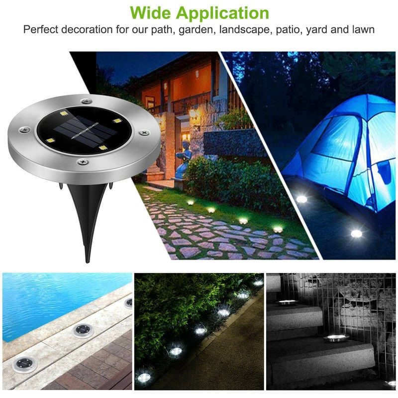 Solar Lights Outdoor Garden Under Ground Lamps Cool Daylight