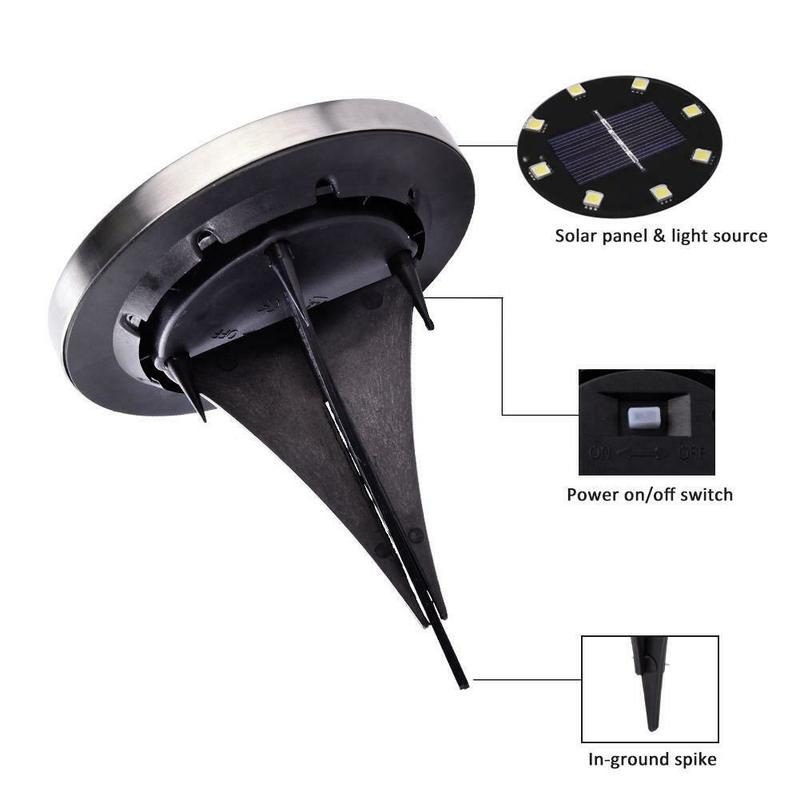 Solar Lights Outdoor Garden Under Ground Lamps Cool Daylight