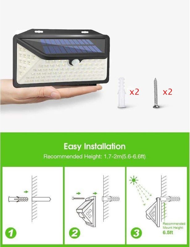 102 LED Solar Wall Lights Motion Sensor Wall Lamp