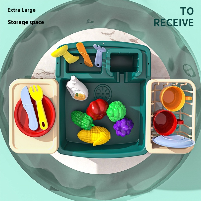 Children's Dishwasher Automatic Water Outlet Washing Basin Play House Kitchen Toys