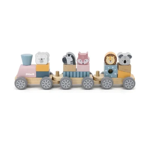 Building Blocks Assembled Toys Children's Wood Train Standing Building Blocks