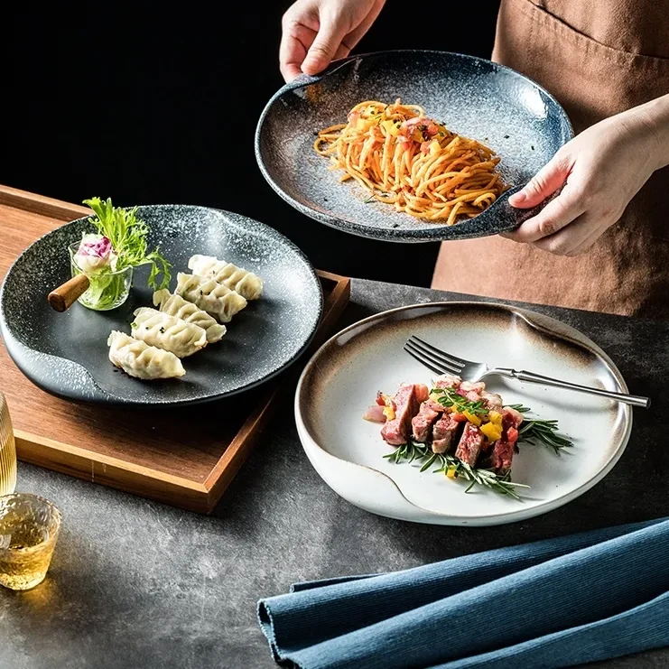 Home Creative Binaural Western Food Large Size Ceramic Plate