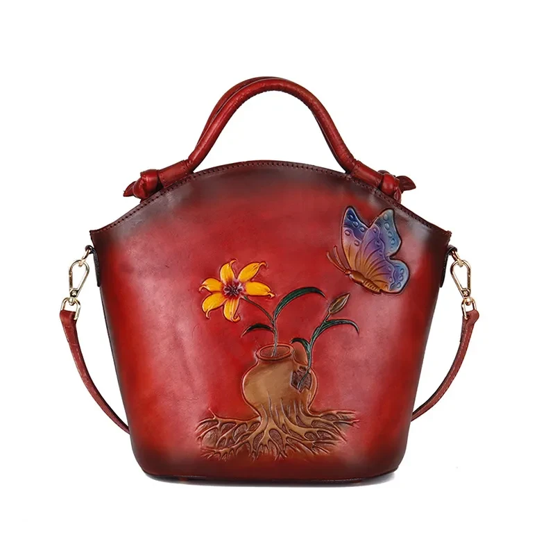 Hand painted one shoulder straddle Bucket Bag