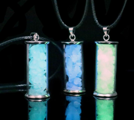 Fluorescent Wishing Bottle Pendant Glass Drifting Bottle Necklace Night Light Stone Pendant