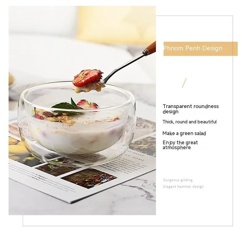 Heat Resistant Household Japanese Double-layer Glass Bowl