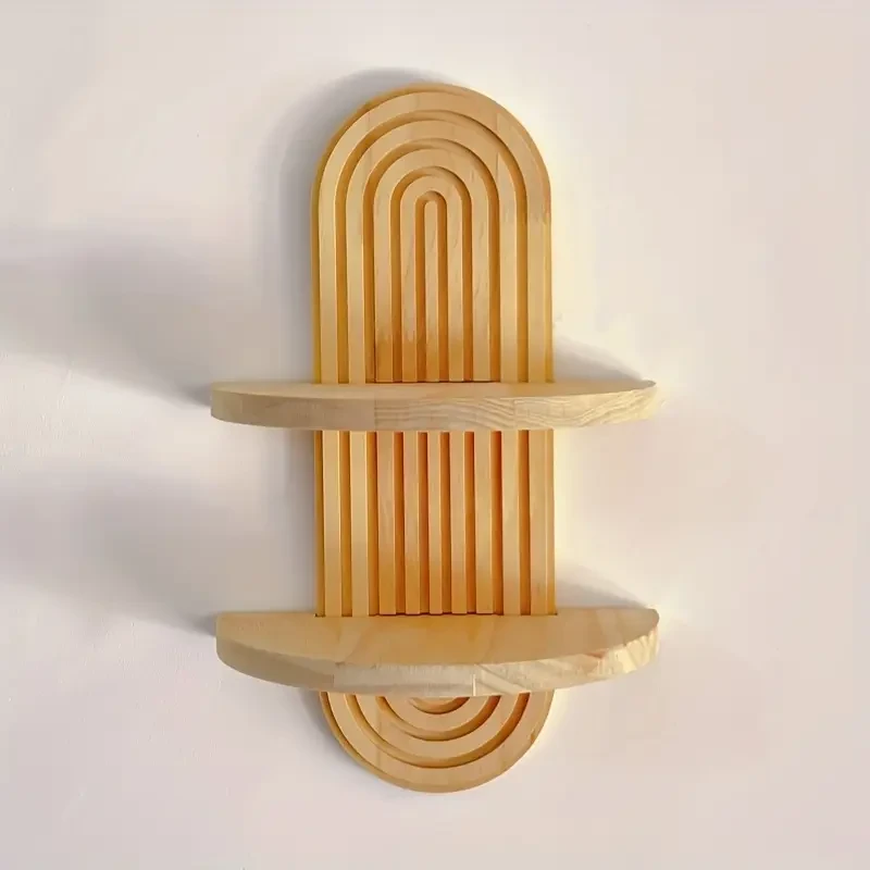 Two-layer Wooden Shelf Boho Wall Shelves