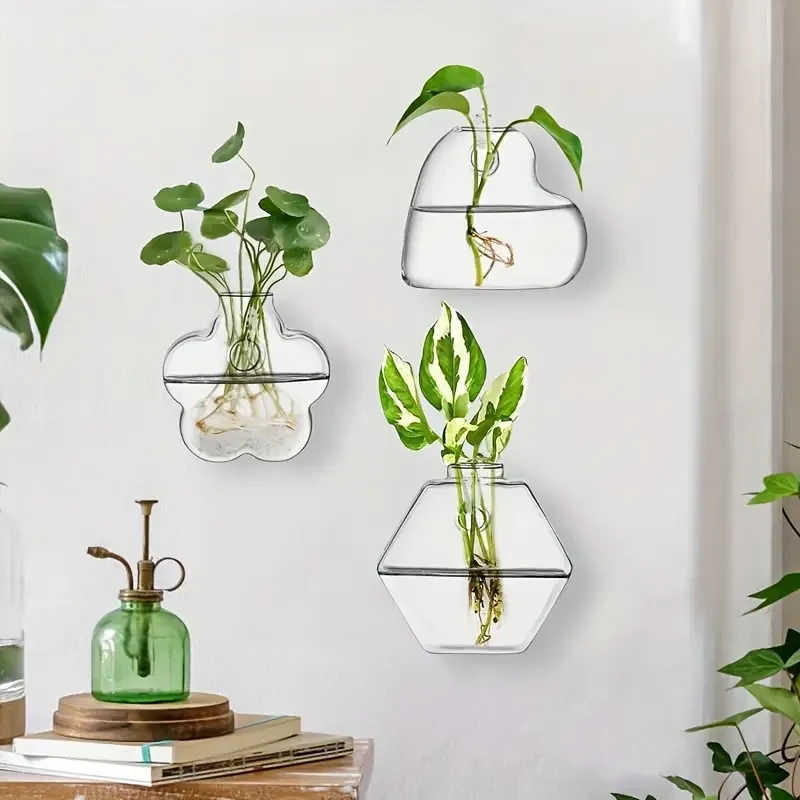 Set of 6 Glass Planters Wall Hanging Terrarium