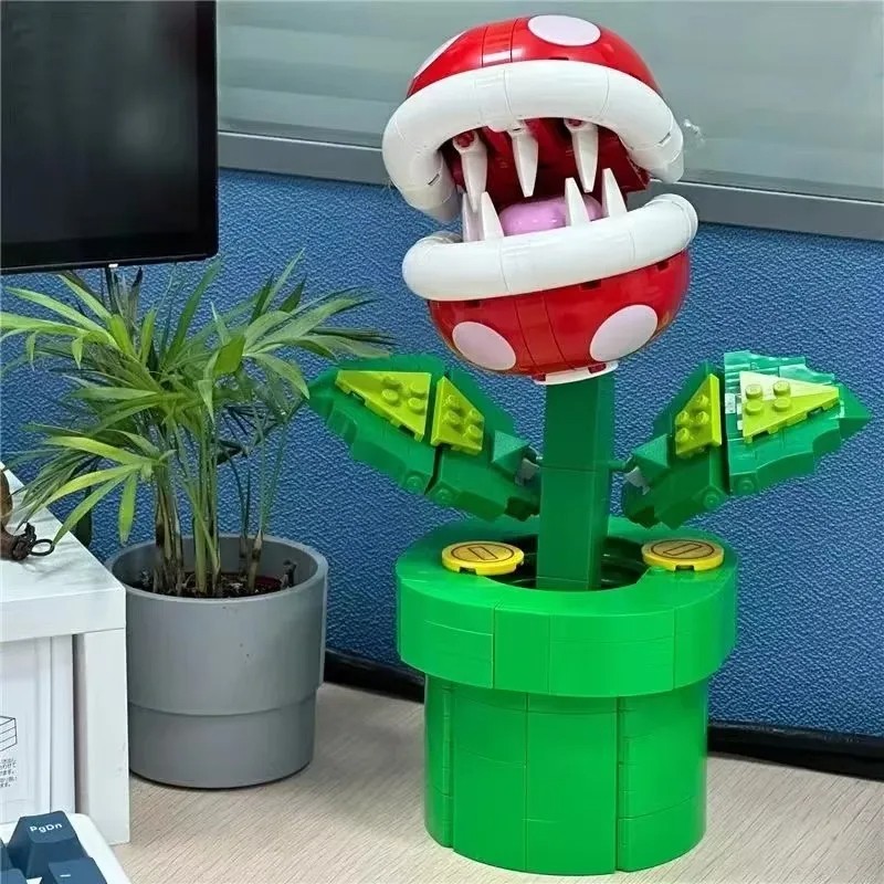 New Piranha Plant Set Building Blocks Game Model  Home Decoration Assembling Toy